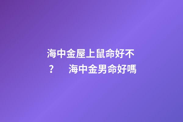 海中金屋上鼠命好不？　海中金男命好嗎
